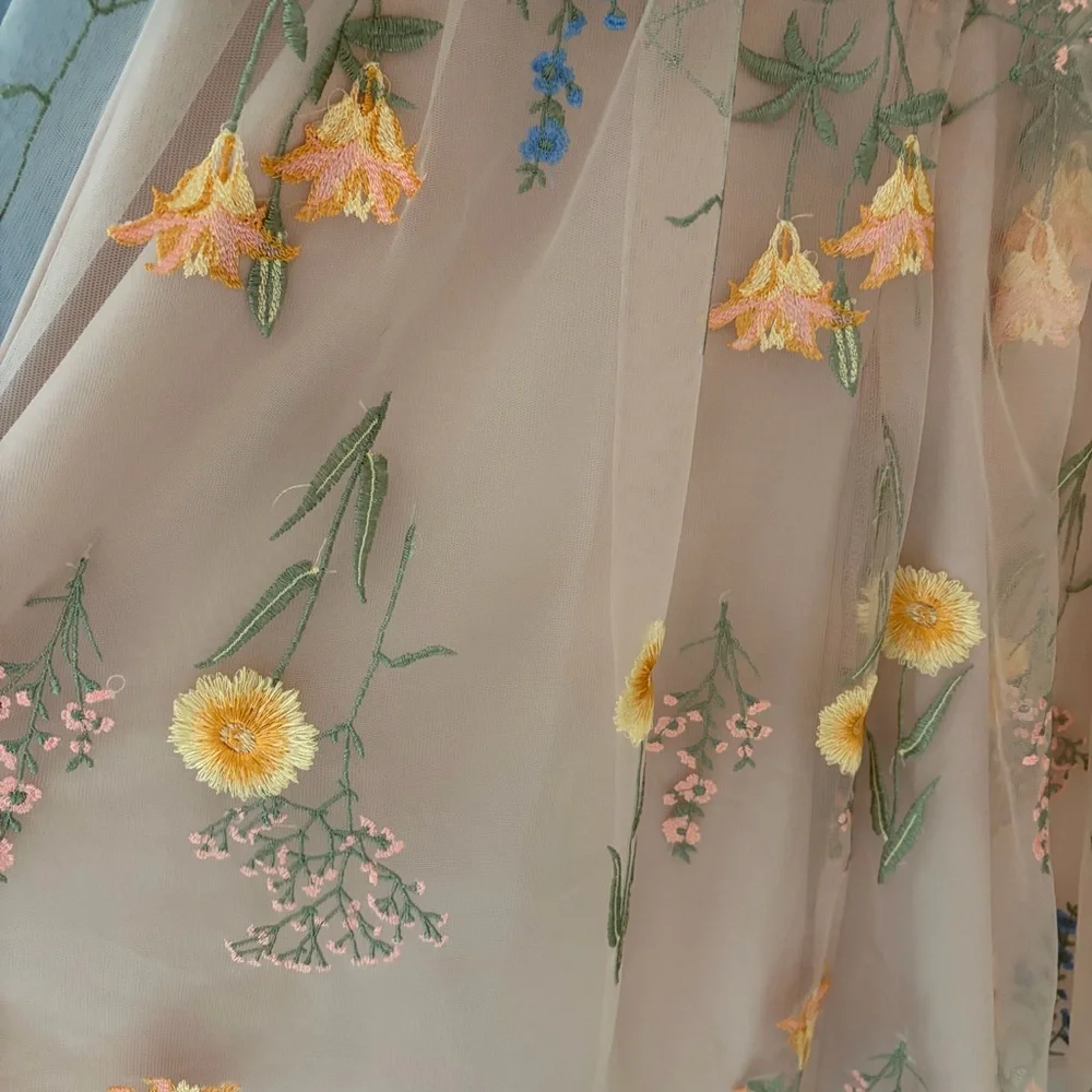 Jessica Howard Peach Midi Dress with Yellow Floral Embroidery, size 10 - Picture 5 of 6